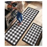 OPENED $70 DEXI Plaid Checkered Kitchen Mats...