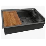 $550 33 Inch Black Drop in Workstation Kitchen