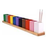 NEW $41 Wooden Colored Pencil Holder