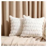 NEW 2PK Faux Fur Throw Pillow Covers 17x17'