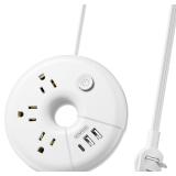 NEW $30 3-In-1 5FT Travel Power Strip w/USB Ports