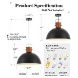 NEW $105 (16') Ash Wood Hammered Pendant Light