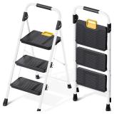 New $76 KINGRACK 3 Step Folding Ladder, 800lbs...