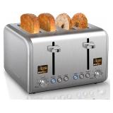 DAMAGED $70 SEEDEEM 4 Slice Toaster, Stainless...