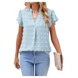 NEW $32  (L) Women's Casual Blouse-Ruffle Sleeves