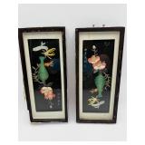 Vintage Asian 3D Shadow Box Wall Art Set (2pcs)