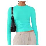 NEW (L) Women's Basic Crew Neck Long Sleeve Shirt