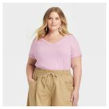 New Women s Lavender V-Neck Tshirt (1X)