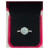$1,800 App (3.05ct) Green-Blue Moissanite Ring Sz7
