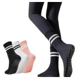 SEALED 3PK (OS) Yoga Socks w/Grips Non-Slip