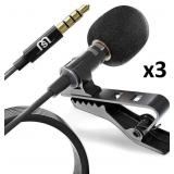 NEW $87 3PK Wired Lavalier Clip On Microphones