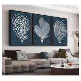 New $160 Large Framed Canvas Wall Art - Set of...