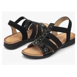 $40 (9) Women Flat Sandals Ladies Elastic