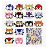 NEW Sonic Themed Party Bundle-16 Mask 50 Stickers