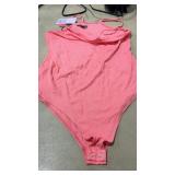 NEW (L) Coral Pink Square Neck Tank Bodysuit