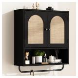 New $120 RUSTOWN Rattan Bathroom Wall Cabinet,...