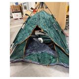 OPENED Pop Up Green Tent