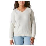 B/New..$35.Lucky Brand  Cream V-Neck  Sweater SZ-L