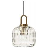 New $80 Clear Glass Pendant Light with Brass...
