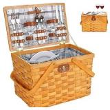 NEW $100 Picnic Basket Set for 2 Persons