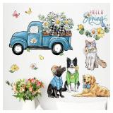 SEALED 'Hello Spring Dog/Cat' Wall Decals