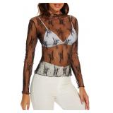 NEW (S) Women's Mesh Long Sleeve Layering Top