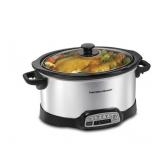 New $56 Hamilton Beach 6-Quart Silver Oval Slow...
