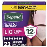 New.$35.Depend Fresh Protection Night Defense  L/F