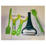 NEW $37 5PK- 3 Veggie Peelers & 2 Silicone Brushes