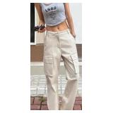 (L) Shein Large Cream Cargo Pants