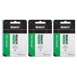3pack Reach Dental Floss, Waxed, Mint, 200 Yard