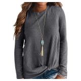 NEW (S) Women's Loose Waffle Long Sleeve T-Shirt