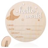 SEALED Wooden Hello World Newborn Sign, 5.8in...