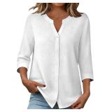 NEW (M) Women's V Neck Button Down Shirt