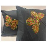 (15X15) 2 Set  Sequined Butterfly Throw Pillows