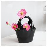 NEW $47 Unique Ceramic Purse Flower Vase