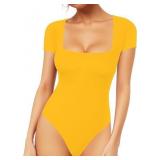 NEW $39 (M) Women's Square Neck Bodysuit - White