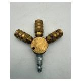 3-Way Brass Air Hose Quick Coupler Splitter