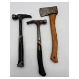 3 Claw Hammers & Small Hatchet Set