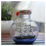 NEW $39 6' Handmade Ship In A Glass Bottle Decor