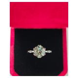 $1,875 App (3.00ct) Blue-Green Moissanite Ring Sz7