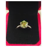 $1,850 App (3.00ct) Dark Green Moissanite Ring Sz6