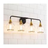 $156 Black and Gold Bathroom Vanity Light 4-Light