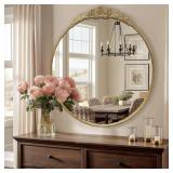 NEW $80 (24') Vintage Gold Circle Wall Mirror