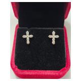 $535 App (.35ct) Moissanite Cross Earrings