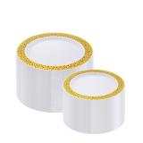 NEW $85 200 Pcs Gold Plastic Plates