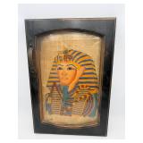 Hand-Painted Egyptian Papyrus Art in Wood Frame