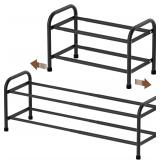 NEW $40 2-Tier Expandable Shoe Rack (17.7'-31.5')