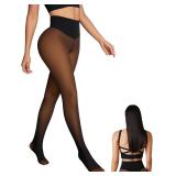 New One-Seam Translucent Fleece Lined Tights