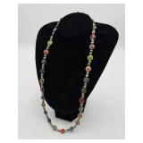 Vintage Enamel Coin Beaded Statement Necklace